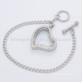 Programmable silver bracelet,crystal heart link chain bracelets for girl